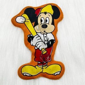 🔮‎ 5/$25 Vintage 1970s Mickey Mouse Baseball Puffy Magnet